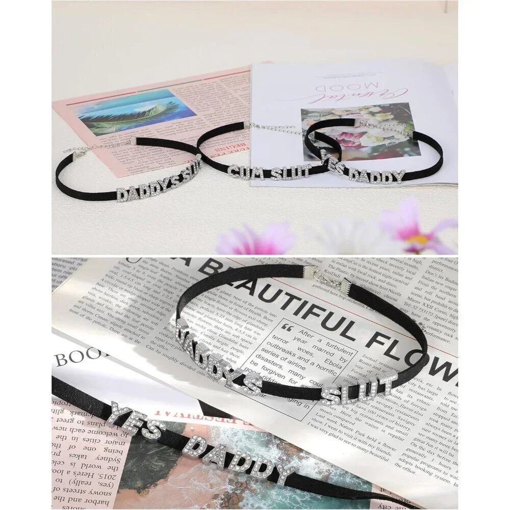 Chokers for Women Soft Suede Adjustable Cosplay Halloween Party Accessory